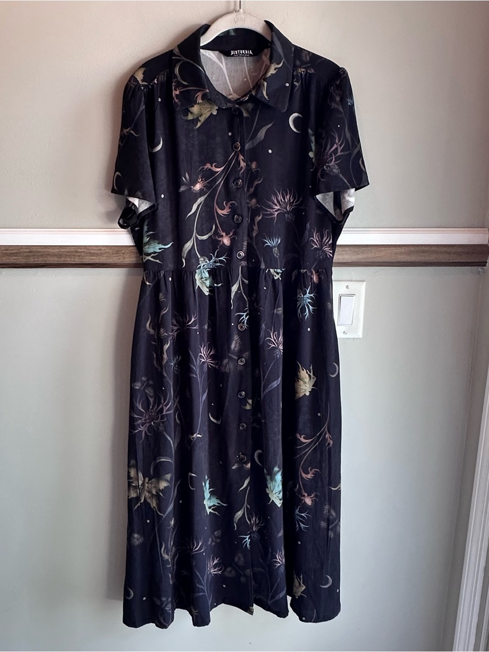 Disturbia Rosanella Floral Print Midi Shirt Dress Fairy Floral